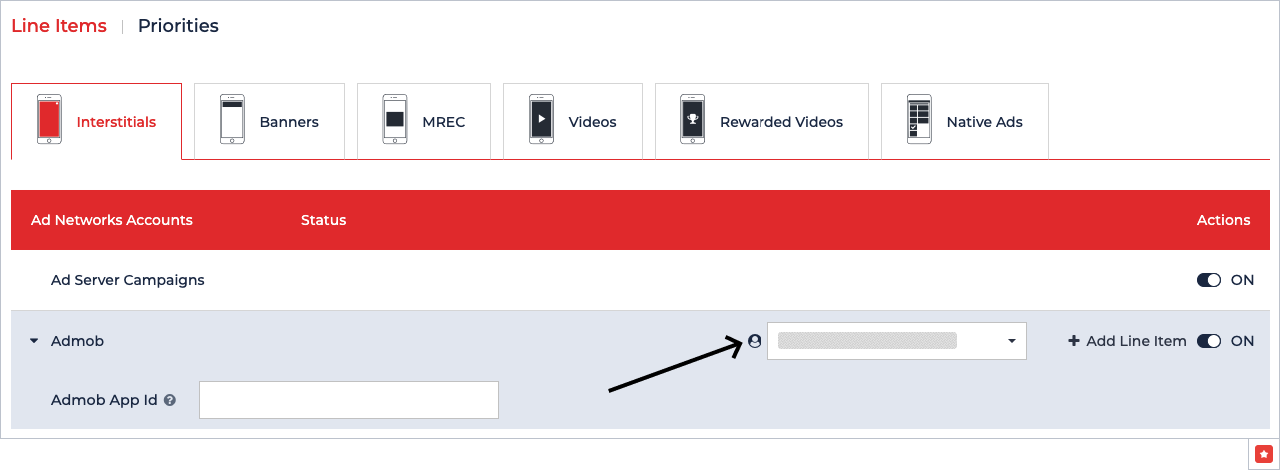 Choose AdMob account