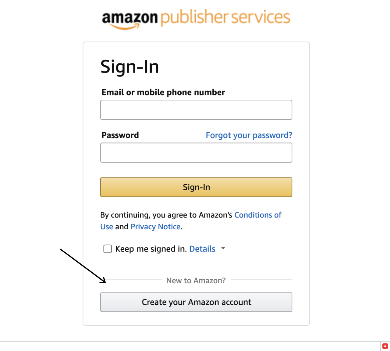 Create Amazon account