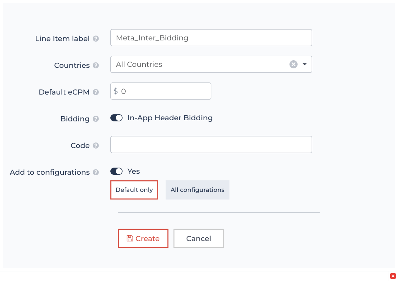 Create Header Bidding Line Item