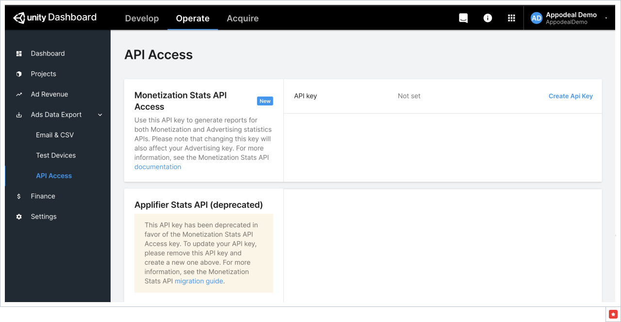 API Access page