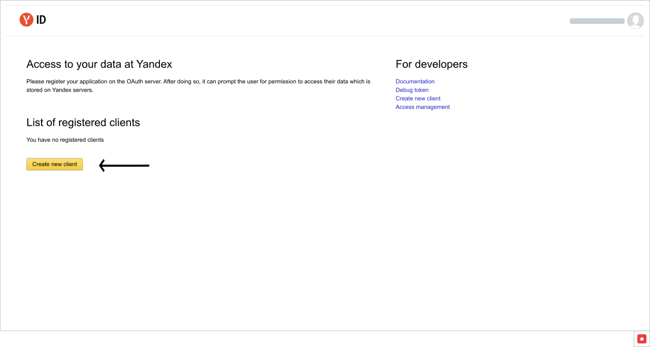 Register OAuth client