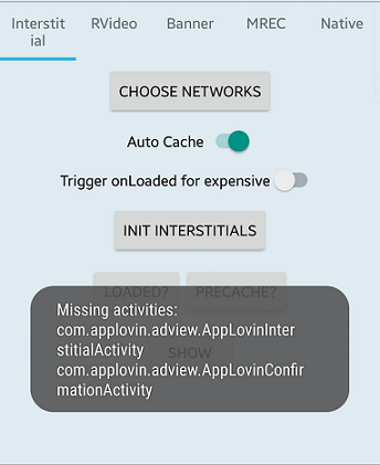 Appodeal SDK toast messages